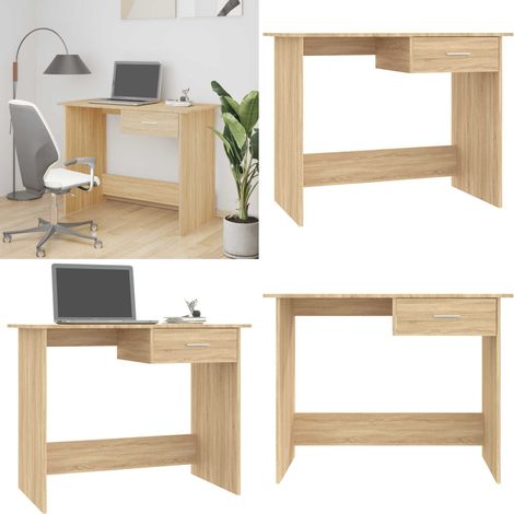 Bureau Chêne sonoma 100x50x76 cm Bois d’ingénierie - Bureau Ordinateur - Bureau Design - Bureau Compact - Bureau Avec Tiroir - Meuble De Bureau - Home & Living
