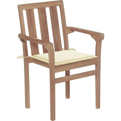 Maison Exclusive - Gartenstühle 2 Stk. mit Cremeweißen Kissen Tea