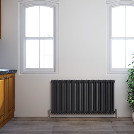 ELEGANT 600 x 1190 mm Rads Traditional Radiator Cast Iron Style Horizontal Radiator Anthracite Double Horizontal Column Rads (1/5)