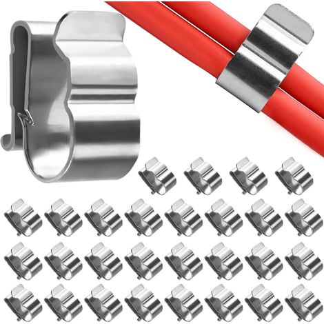 Lot de 50 clips de câble pour panneau solaire PV en acier inoxydable - Clips de câble pour remorque - Pour ordinateur portable, câble Ethernet, bureau (2 x 2) (A 2) (1/5)