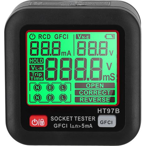 Testeur de prise électrique haute précision avec affichage numérique LCD, testeur de déclenchement GFCI 45-65 Hz (1/5)