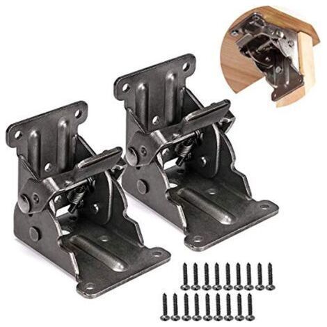 Pieds de table pliables avec verrouillage - Support pour meubles en acier - 2 pièces (1/4)