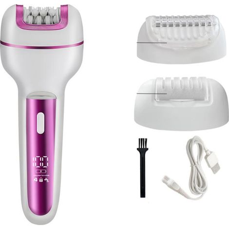 Épilateur électrique rose 3 en 1, tondeuse et soin abrasif des pieds, sans fil, rechargeable-AquaForge (1/5)