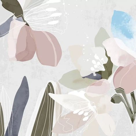 papier peint panoramique fleurs rose et gris - Sanders & Sanders (1/4)