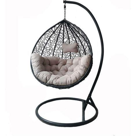 C POLTRONA SOSPESA ACC POLYRAT 195X105CM LUNA NERO (1/2)