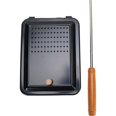 Manuelle Popcorn-Grillplatte aus Gusseisen mit Holzgriff, ideal für Zuhause, Camping und Garten.