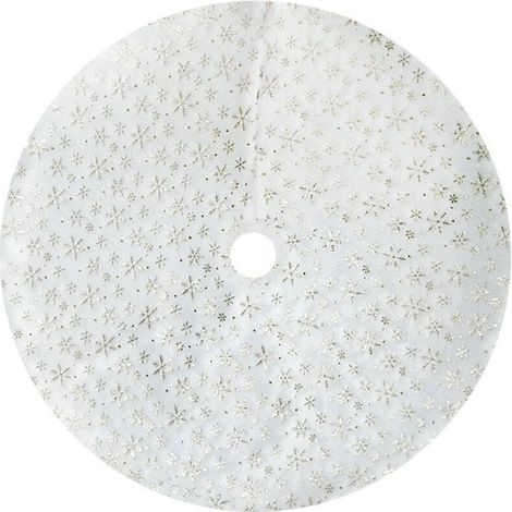 Jupe d'arbre de noël blanche, courte peluche, flocon de neige, coussin rond, tapis, tablier, décoration de la maison (1/5)