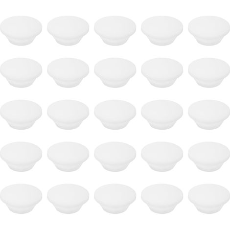 Pack of 25 Flexible Round Rubber Sealing Plugs with Holes 10 mm (0.39 Inches) Diameter Silicone Waterproof for Sealing Round Holes for Kitchen Furniture, White (1/5)