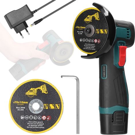 Eosnow Meuleuse électrique de 3 pouces, machine d'angle multifonctionnelle à moteur à balais, coupeuse portative au lithium, pour couper, polir, carrelage, bois, pierre, acier (1/5)