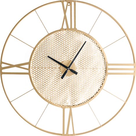 Reloj de pared moderno colgante estilo industrial escandinavo marco de metal dorado Blamere (1/5)