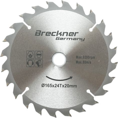 Disco circolare in widia per legno 165 × 20 mm, 24 denti, velocità massima 9.200 rpm Breckner Germany (1/3)