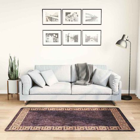 Teppich Waschbar 80x150 cm Schwarz und Golden