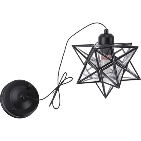Ortviai Suspension Étoile Morave en PC Transparent – Lampe Plafonnier Design Noir pour Cuisine, Chambre et Salon – 40 W, Compatible Variateur