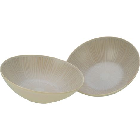 Set de 2 pièces de vaisselle, saladier en grès, Ø 24 cm, teintes sablées, empilable, lave-vaisselle et micro-ondes (1/3)