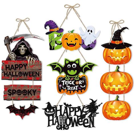LYERCW - Décoration d'Halloween effrayante pour porte ou jardin, maison hantée (1/5)