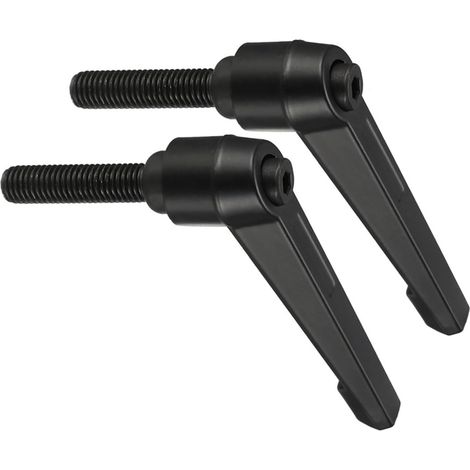 Poignées de Serrage à Levier - Lot de 2 - Alliage de Zinc et Acier - Réglage Rapide 360° - Pour Tours et Machines Industrielles - M10 x 40mm Noir (1/5)
