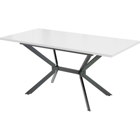 Table de salle à manger extensible 120/160x80x75 cm en MDF blanc, pour 4 à 6 personnes - FLORAGRACE (1/5)