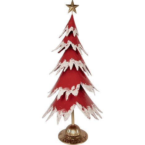 Statue de Sapin de Noël Décorative en Métal Décoration Festive Rouge 39 x 31 x 84 cm - PANGIVO (1/3)