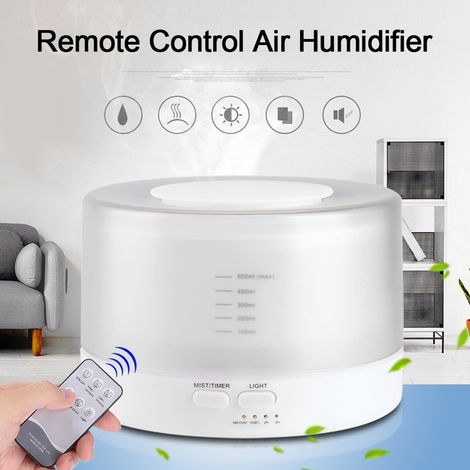 500-ml-Ultraschall-Luftbefeuchter mit Fernbedienung, 7-farbiger LED-Beleuchtung, Aromadiffusor und EU-Stecker (1/5)