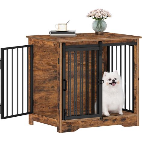 69 cm Cage pour Chiens,Table d'Appoint,Cage pour Chiots, 2 Portes (1/5)