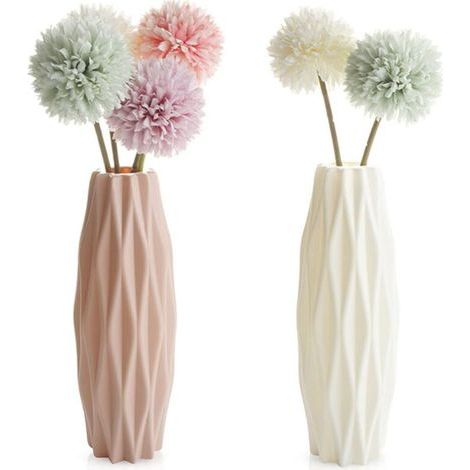 BUNTHAUS Vase en Plastique, Décoration de la Maison, 2 Pièces Imitation Céramique Pot de Fleurs, Nordique Fleurs Séchées, Léger et Facile à Transporter, Parfait pour Bureau (1/5)
