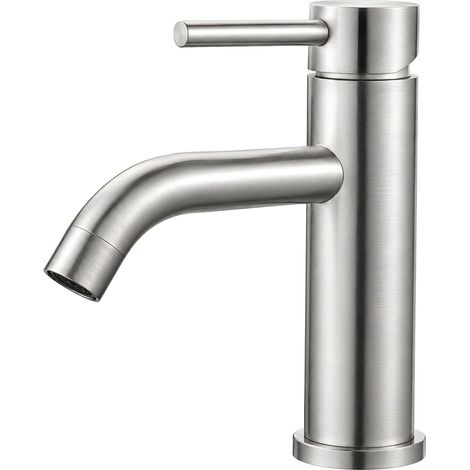 mitigeur lavabo monocommande gris en acier inoxydable, économie d'eau, cartouche en céramique, facile à installer (1/5)