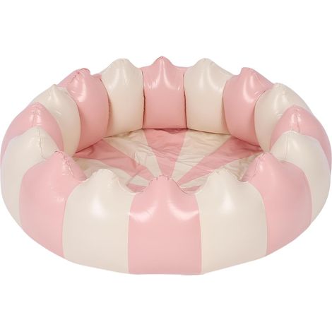 Piscine gonflable pour enfants en forme de fleur de couleur rose-crème, piscine de jeu compacte en PVC pour jeux d'eau et de sable intérieurs et extérieurs (1/5)
