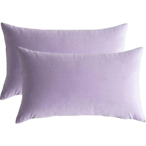 Lot de 2 housses de coussin rectangulaires en velours doux et solide, pour canapé, chambre à coucher, voiture, 30 x 50 cm (violet taro) (1/4)