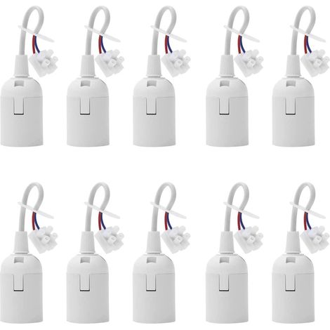 10 Stück Lampenfassung E27 Ersatzfassung Renovierfassung Lampenhalterung 4 A 250V Baufassung mit Kabel für Wohnzimmer Kronleuchter Küche Schlafzimmer Glühbirnen Zubehör (Weiß) (1/5)