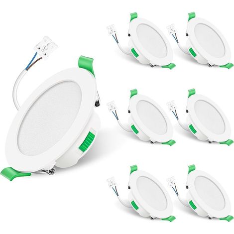 Spot LED Encastrable 7W 230V Dimmable, 3000K 4000K 6500K Couleur Réglable Spot Salle de Bain IP65, Extra Plat 29mm Spot Plafond, Lot de 6, Rond Blanc (1/5)