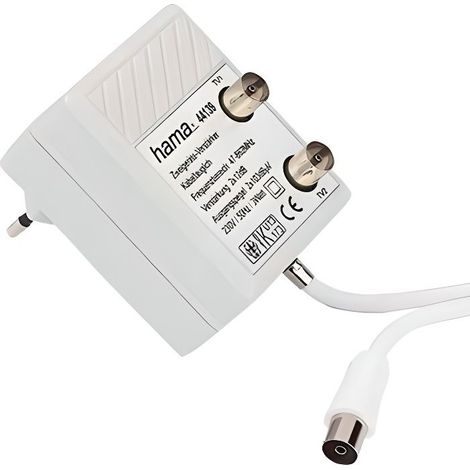 Amplificateur d'antenne HAMA pour deux appareils - Connecteur Coax - Blanc