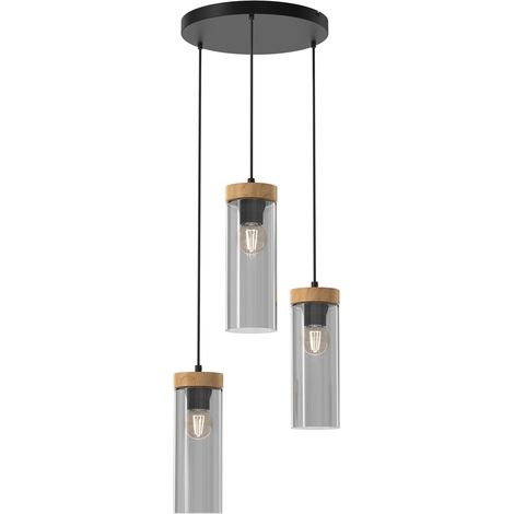 Suspension réglable Elica Milagro Ø30 3xE27 noir bois (1/5)