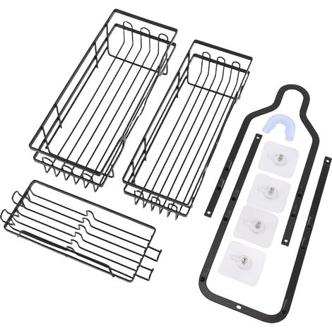 Hängender Duschorganizer für die Tür, pulverbeschichtetes Eisenregal, durchbrochenes Design (1/3)