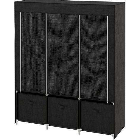 Vliesstoff-Kleiderschrank in Schwarz mit 3 Schubladen, 125 x 43 x 162,5 cm, MODENUIT (1/5)