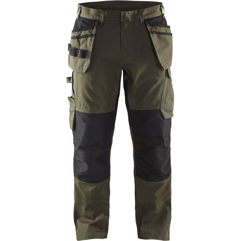 Pantalon de travail multipoches Blaklader Services Riptstop Vert Olive / Noir 56 (1/5)