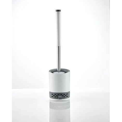 Brosse WC Brosse de Toilette en Silicone Antibactérienne Balayette WC Balai Brosse Ensemble avec Support Suspendu Pincette Cachée Boue de Diatomées Crochet Adhésif Manche de Abattant WC pour Maison (1/5)