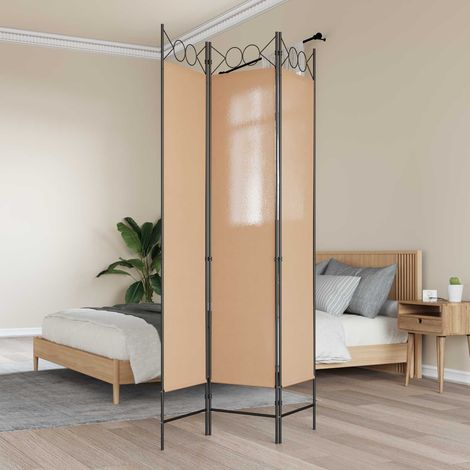 vidaXL Paravento a 3 pannelli Beige 120 x 200 cm Tessuto