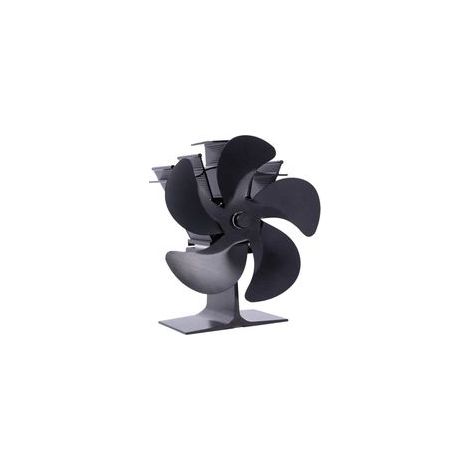5-flügeliger Kaminventilator für Holzöfen, Ofenventilator für Holzöfen, umweltfreundlich und brennstoffsparend, schwarz (1/5)