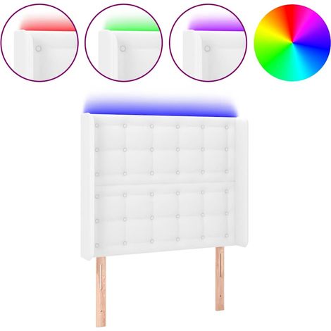 Maison Exclusive - LED Kopfteil Weiß 83x16x118/128 cm Kunstleder (1/5)