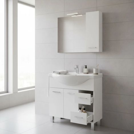 mobile bagno "gaia" 2 ante, 3 cassetti e 1 colonna 85x50x200 cm (1/2)