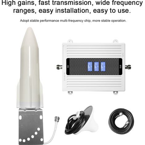 Tri-band signal amplifier, high gain of 70 dB, wide coverage, LCD screen with LED indicator (1/5)