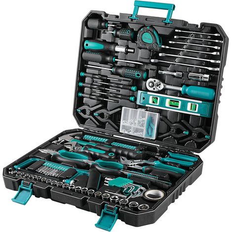 TLGREEN 198-teiliger Werkzeugkasten, Handwerkzeug-Set, Ratschen-Steckschlüssel-Werkzeug-Set, Schraubendreher-Set, Heim-Werkzeugkasten, Auto-Reparatur-Werkzeug, Universeller Kompletter Tragbarer Werkze