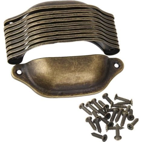 KLVGTIFS PUMega-Deal Lot de 10 Poignée Bouton de Porte Décoration pour Meuble Tiroir Laiton Antique (1/2)