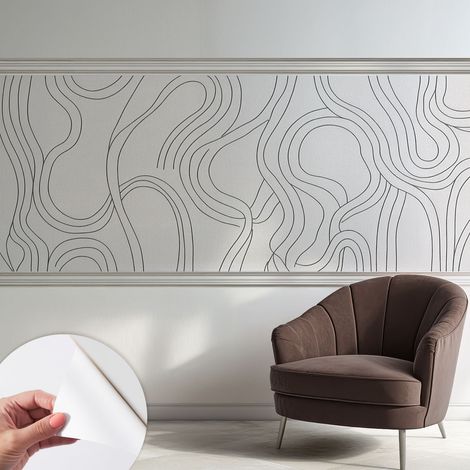 Carta da parati adesiva - lavabile - decorazione murale - per cucina - pellicola decorativa Linee organiche 250x104 cm (1/5)
