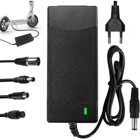 Chargeur pour trottinette électrique - Câble de charge 42 V 2 A - Chargeur avec 4 connecteurs - Chargeur pour vélo - Noir (1/5)