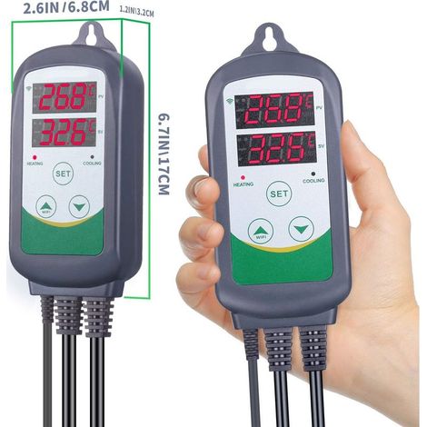 Roleader – Termostato digitale per riscaldamento e raffreddamento – Doppio relè – Sensore NTC IP68 2 m – Temperatura da -40 a 100 °C – Allarme surriscaldamento – ITC-308 (1/5)
