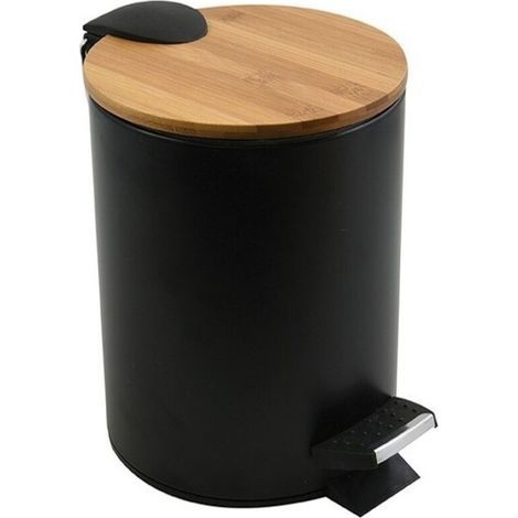 Poubelle de salle de bain de 3 litres, aspect bois noir (1/5)