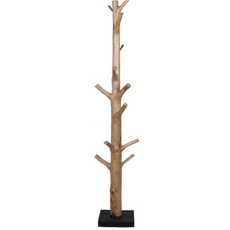 Porte manteau en bois de mahogany esprit nature jungle - Bois naturel clair et authentique (1/3)