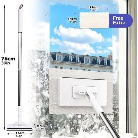 Serpillère Plate en Microfibre Pro 360° avec Manche Ergonomique en Acier Inoxydable – Idéale pour Parquet, Carrelage et Vinyle (1/3)
