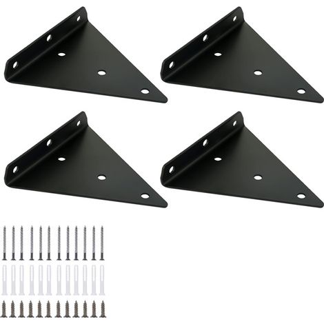 Soporte triangular, 13 x 16,5 x 16,5 cm, soporte para estante flotante, soporte para estante oculto, 4 piezas, negro (1/5)